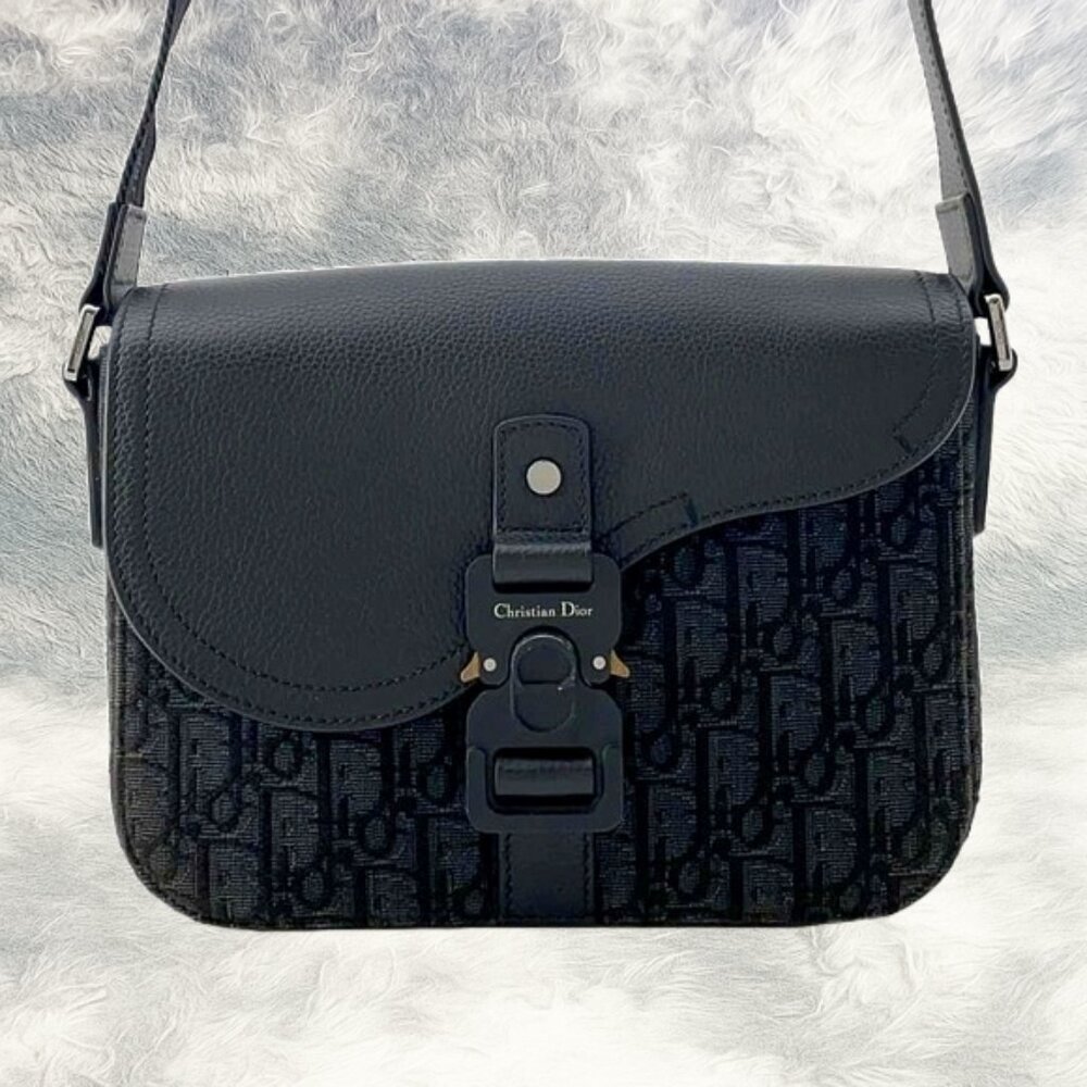 Christian Dior Saddle Bag – Black Monogram Canvas & Leather Crossbody